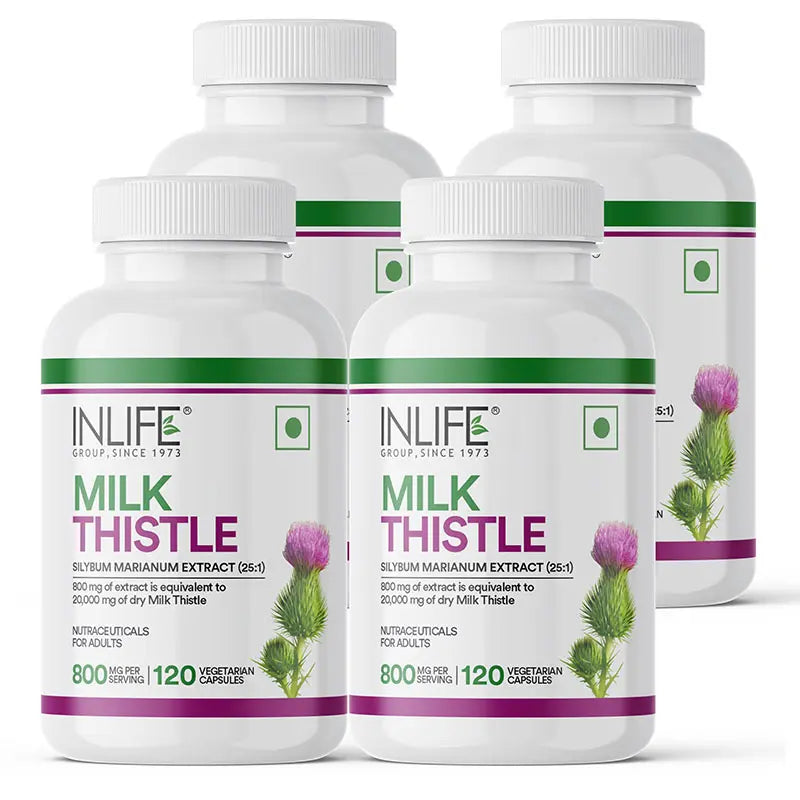 Inlife Milk Thistle Extract 800mg | 80% Silymarin Liver Support Supplement | 120 Veg. Capsules