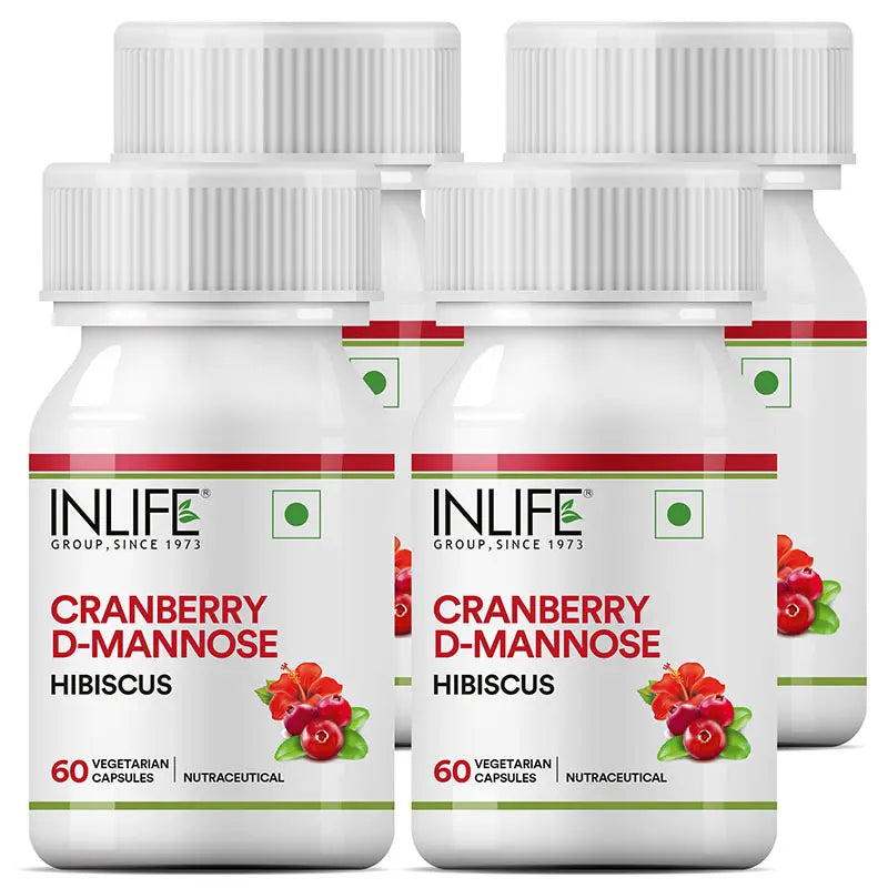 Inlife Cranberry 400mg D-Mannose 400mg, Hibiscus 200mg Supplement | 60 Capsules