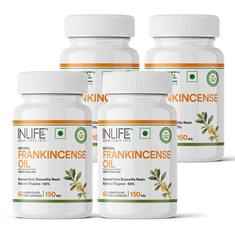 Inlife Natural Frankincense Oil | Liquid-Filled Veg. Capsules | 150 mg