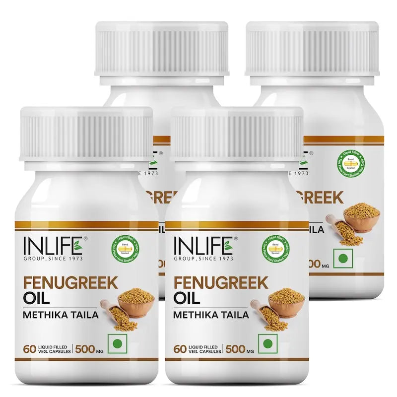 Inlife Fenugreek Oil Supplement | 500mg | 60 Veg. Capsules