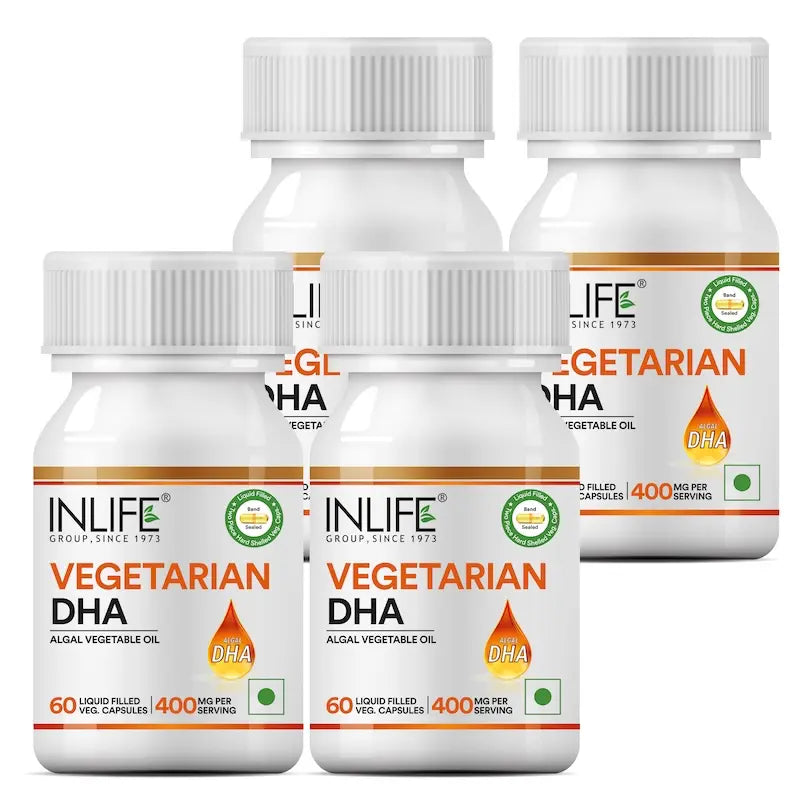 Inlife Vegetarian DHA, Omega 3 Algal Oil Supplement, 400mg per serving - 60 Veg. Capsules