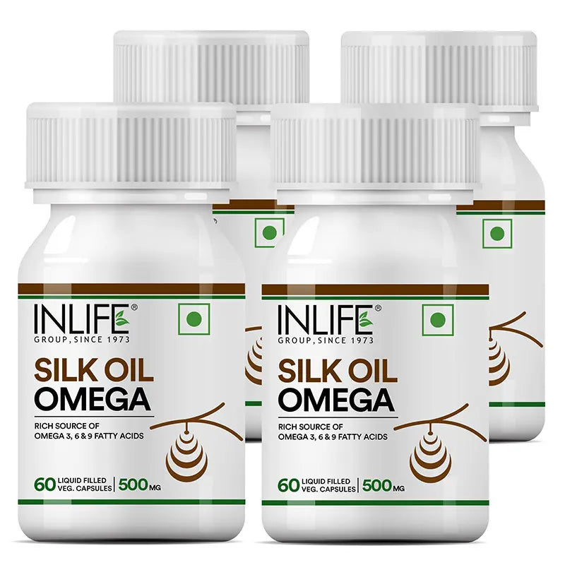 Inlife Silk Oil Veg. Omega 3 6 9 Capsules | 500mg | 60 Veg. Capsules