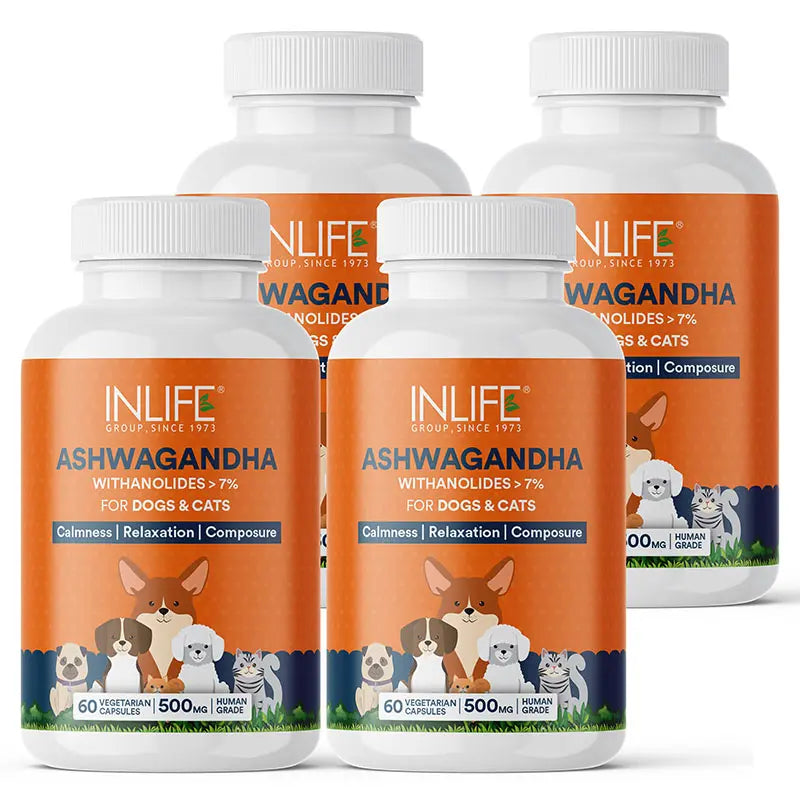 Inlife Ashwagandha for Pets, Dogs & Cats | 500mg | 60 Veg. Capsules