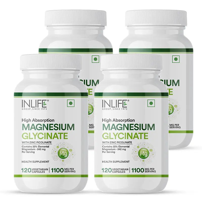 Inlife Magnesium Glycinate with Zinc Supplement | 120 Veg. Capsules