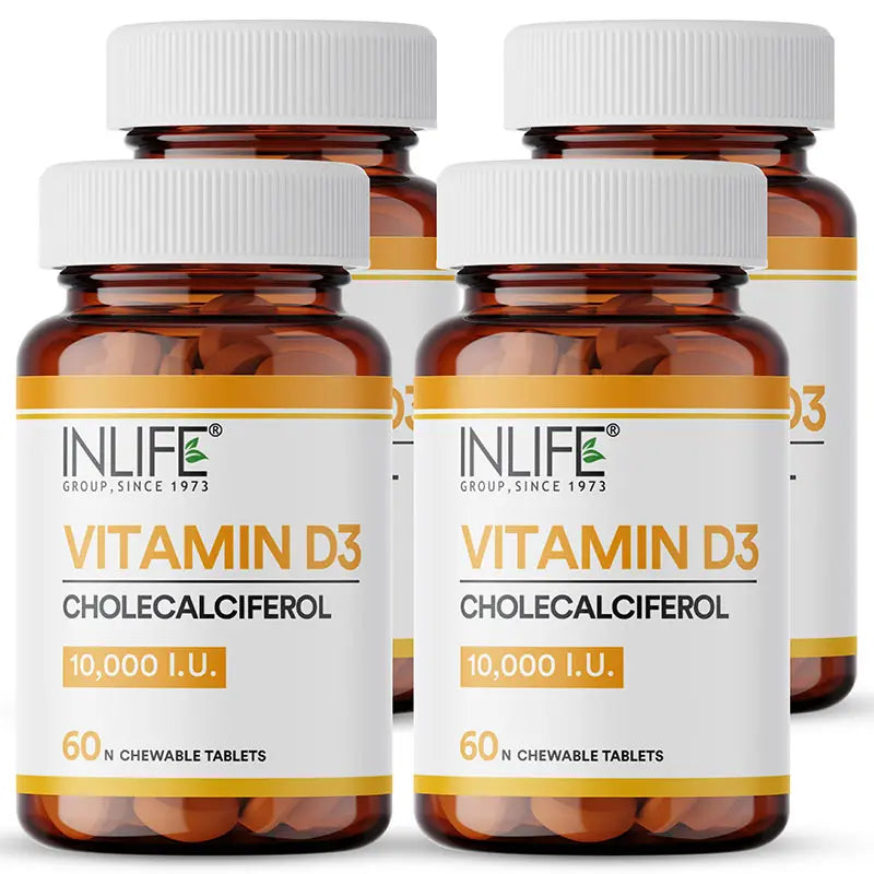 Inlife Vitamin D3 10000 IU Cholecalciferol Supplement|60 Chewable Tablets