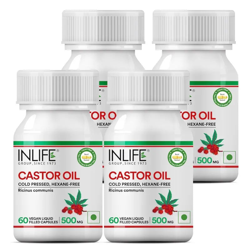 Inlife Castor Oil Supplement | 500mg | 60 Veg. Capsules