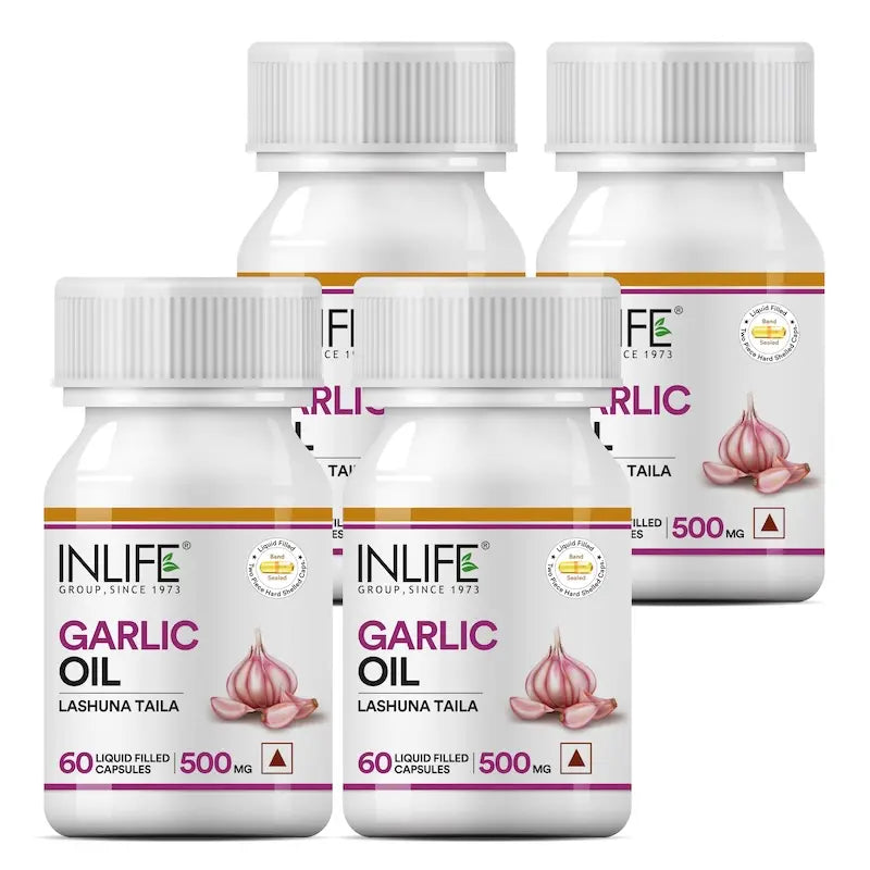 Inlife Garlic Oil Supplement | 500mg | 60 Veg. Capsules