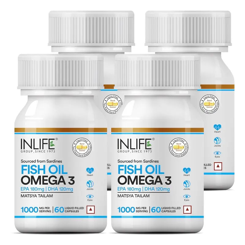 Inlife Fish Oil Omega 3 Fatty Acids Supplement | 500mg | 60 Capsules