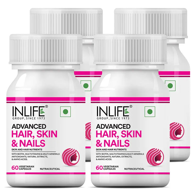 Inlife Advanced Hair, Skin & Nails Supplement | 60 Vegetarian Capsules