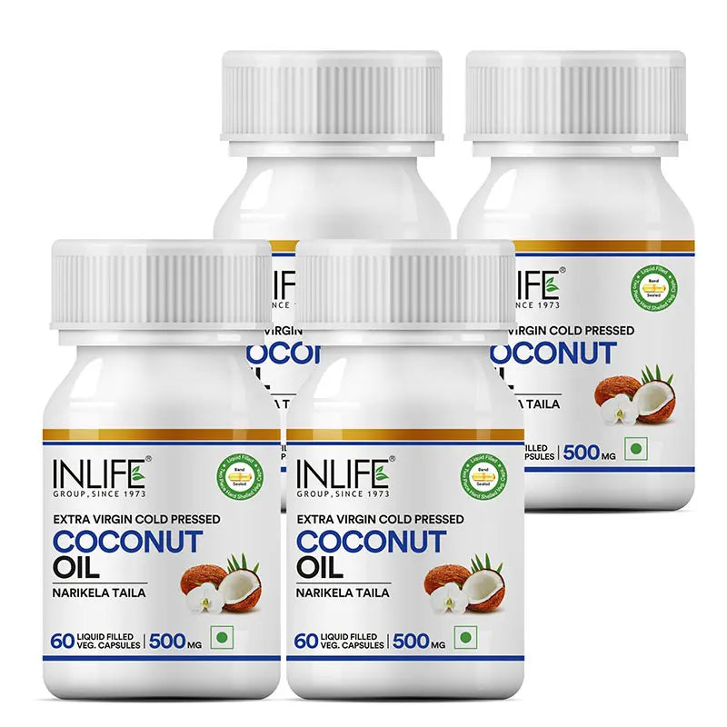 Inlife Coconut Oil Supplement | 500mg | 60 Veg. Capsules