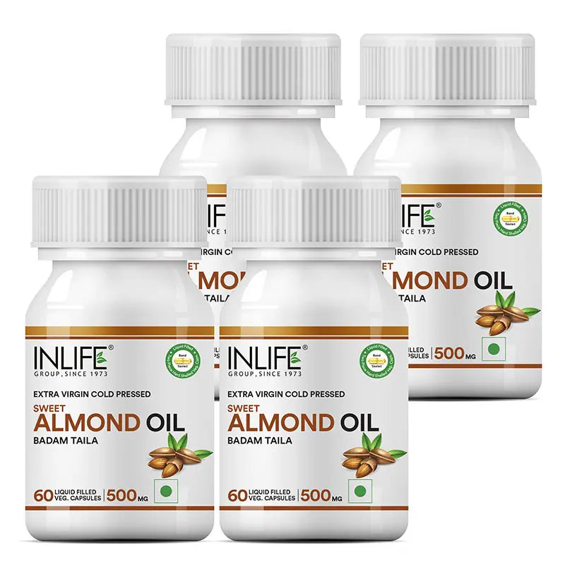 Inlife Sweet Almond Oil Capsules Supplement | 60 Veg. Capsules