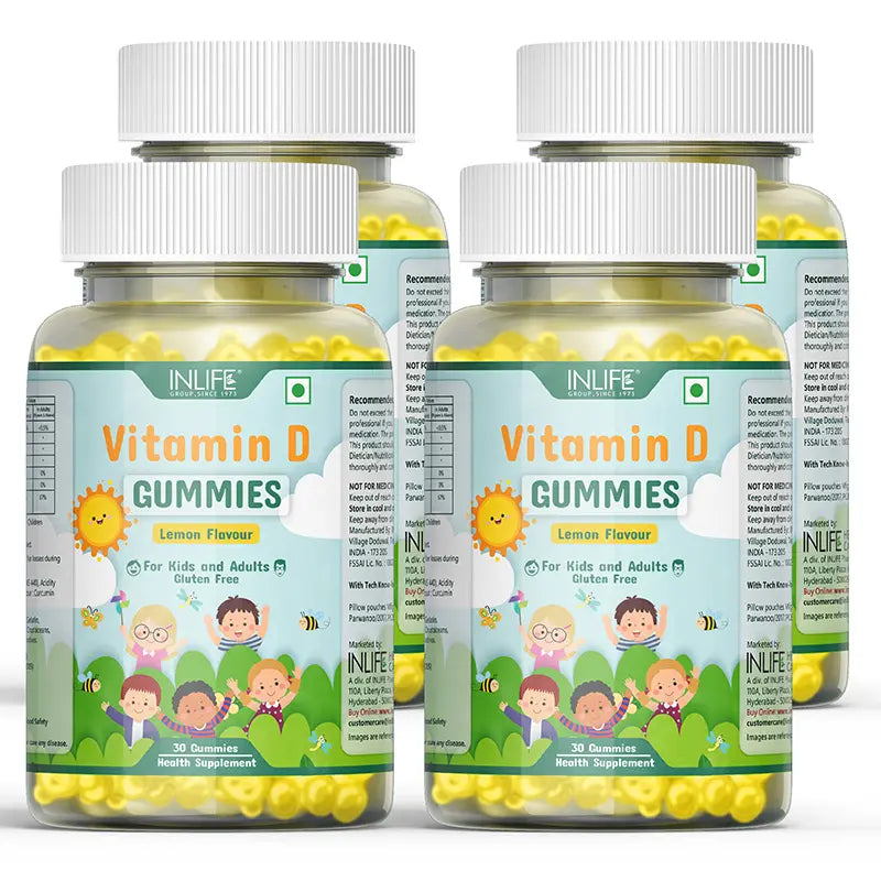 Inlife Vitamin D Supplement |400 IU| 30 Lemon Flavored Gummies