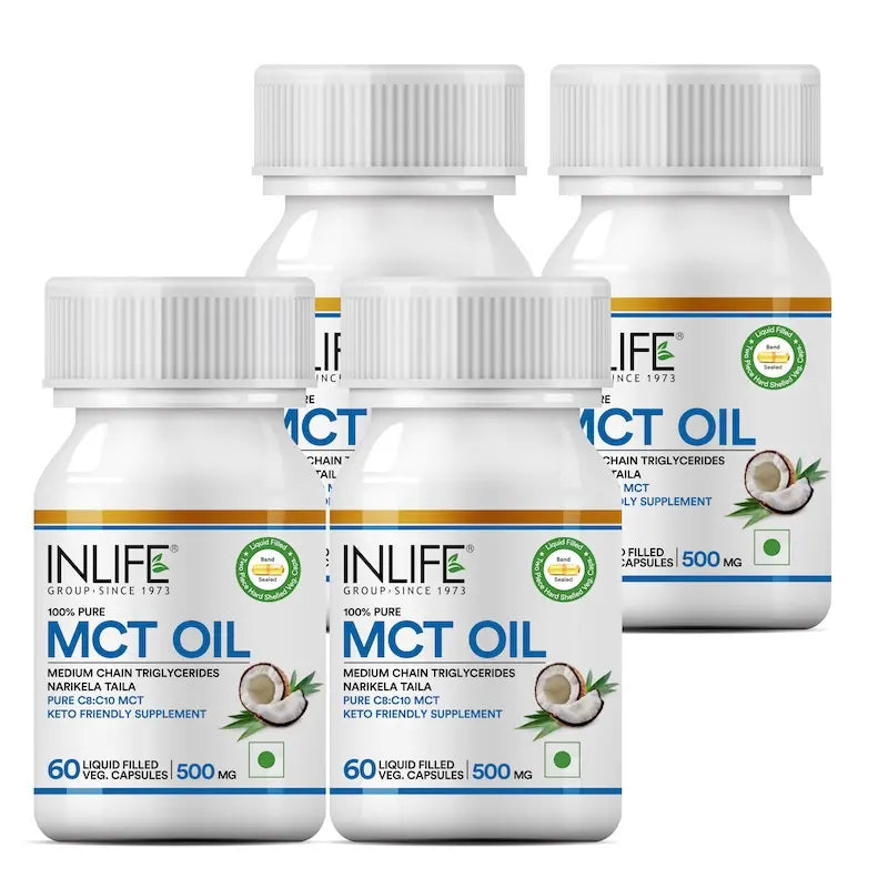 Inlife MCT Oil C8 C10 Supplement | 500mg | 60 Veg. Capsules