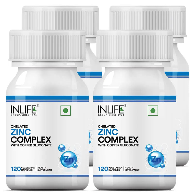 Inlife Zinc Supplements, Chelated Zinc Complex | Men & Women | 120 Veg. Capsules