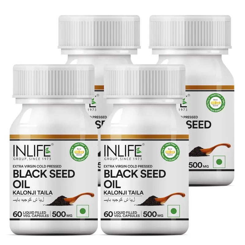 Inlife Black Seed Oil Supplement | Kalonji Oil Capsules | 500mg | 60 Veg. Capsules