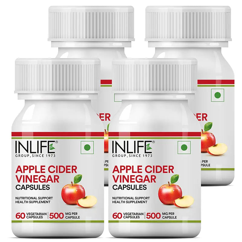 Inlife Apple Cider Vinegar Supplement, 500mg - 60 Vegetarian Capsules