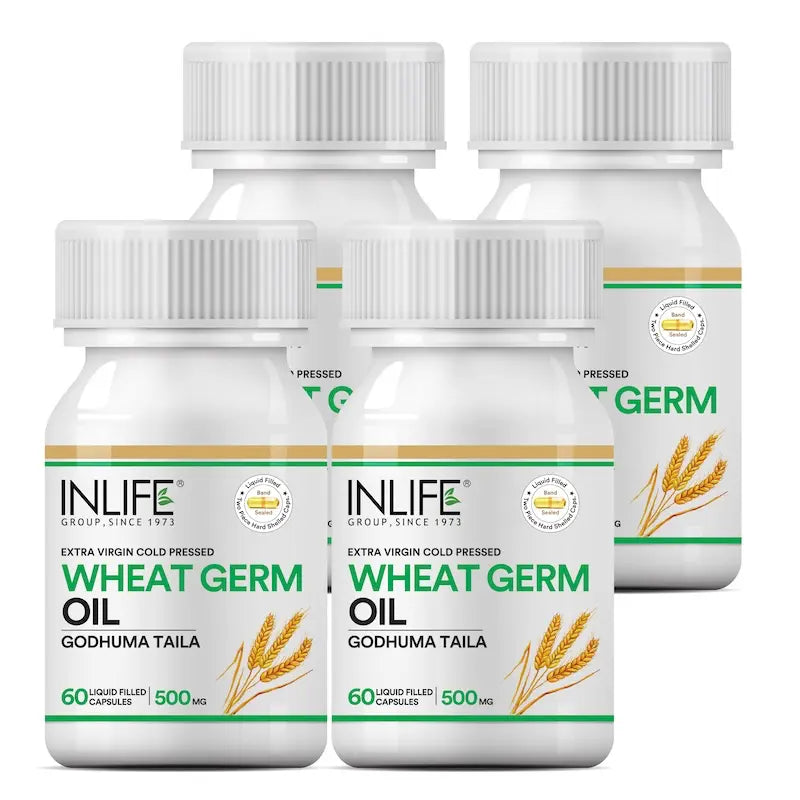 INLIFE Wheat Germ Oil Supplement, 500mg (60 Capsules), Natural Vitamin E