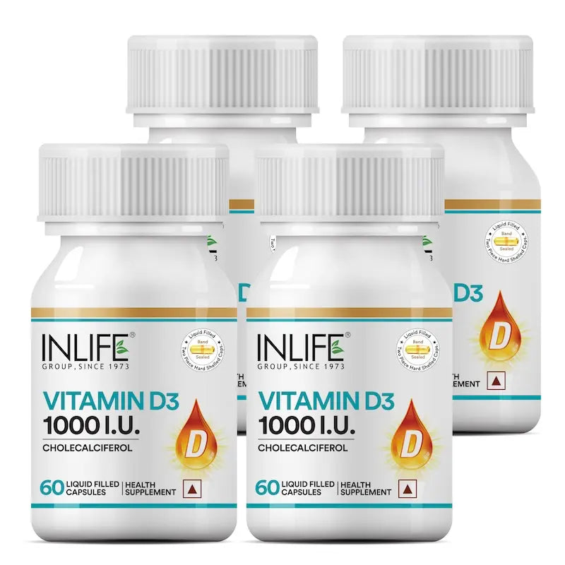 Inlife Vitamin D3 1000 IU Supplement | 60 Capsules