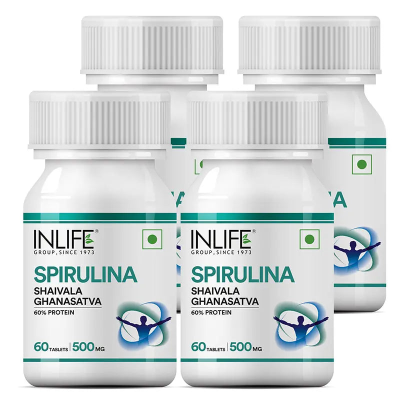 Inlife Spirulina Supplement | 500mg | 60 Tablets