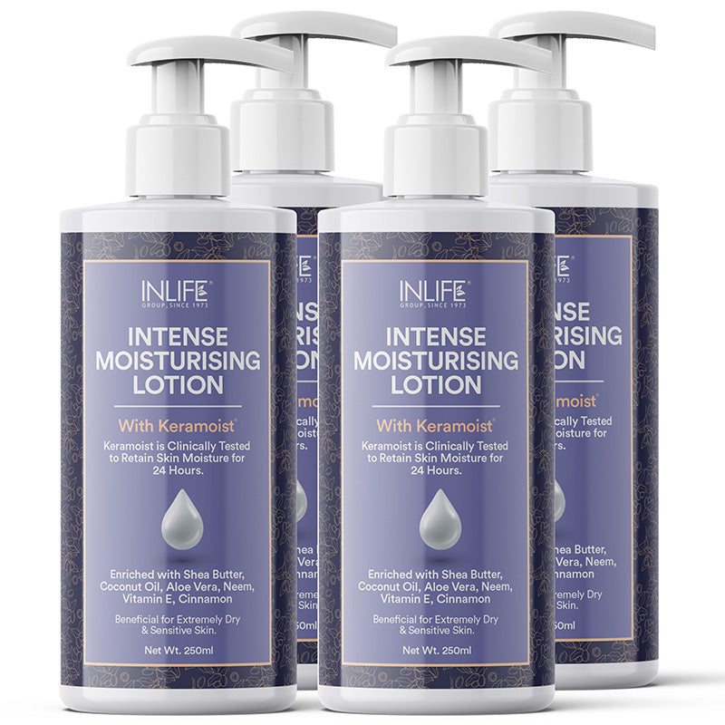 Inlife Intense Moisturizing Lotion | With Keramoist, Shea Butter, Coconut Oil, Aloe Vera, Neem, Vitamin E | 250ml