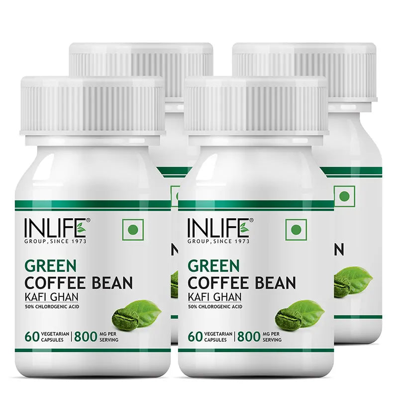 Inlife Green Coffee Bean Extract Supplement | 800mg/serving | 60 Veg. Capsules