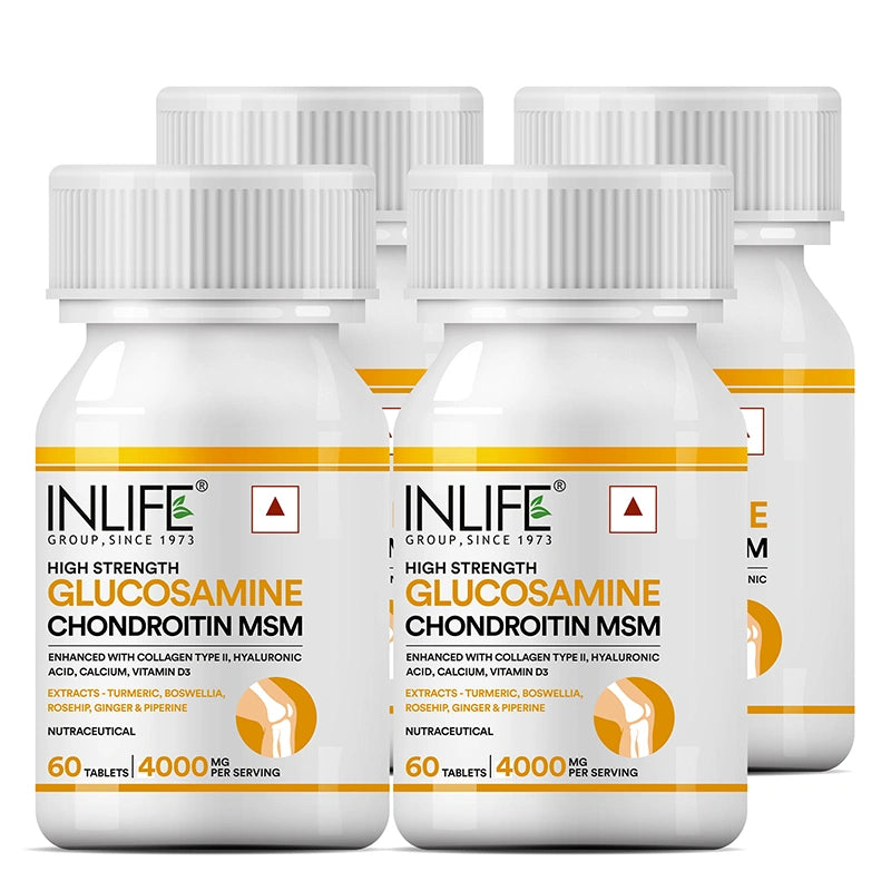 Inlife Glucosamine MSM Chondroitin & Collagen Tablets with Hyaluronic Acid, Calcium & Vitamin D3 | Tablets