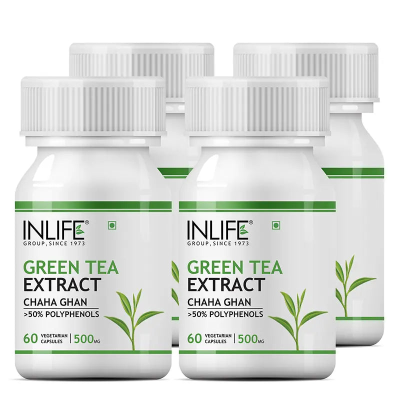 Inlife Green Tea Extract Supplement | 500 mg | Veg. Capsules