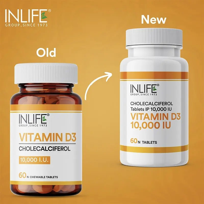 Inlife Vitamin D3 10000 IU Cholecalciferol Supplement|60 Chewable Tablets