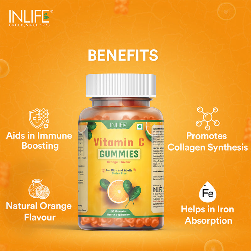 INLIFE Vitamin C Supplement - 30 Gummies (Orange)