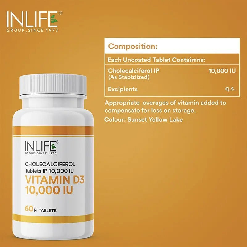 Inlife Vitamin D3 10000 IU Cholecalciferol Supplement|60 Chewable Tablets