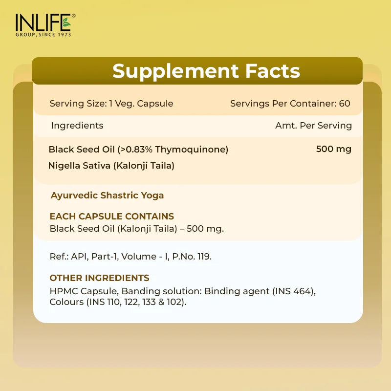 Inlife Black Seed Oil 500 mg, veg. capsules