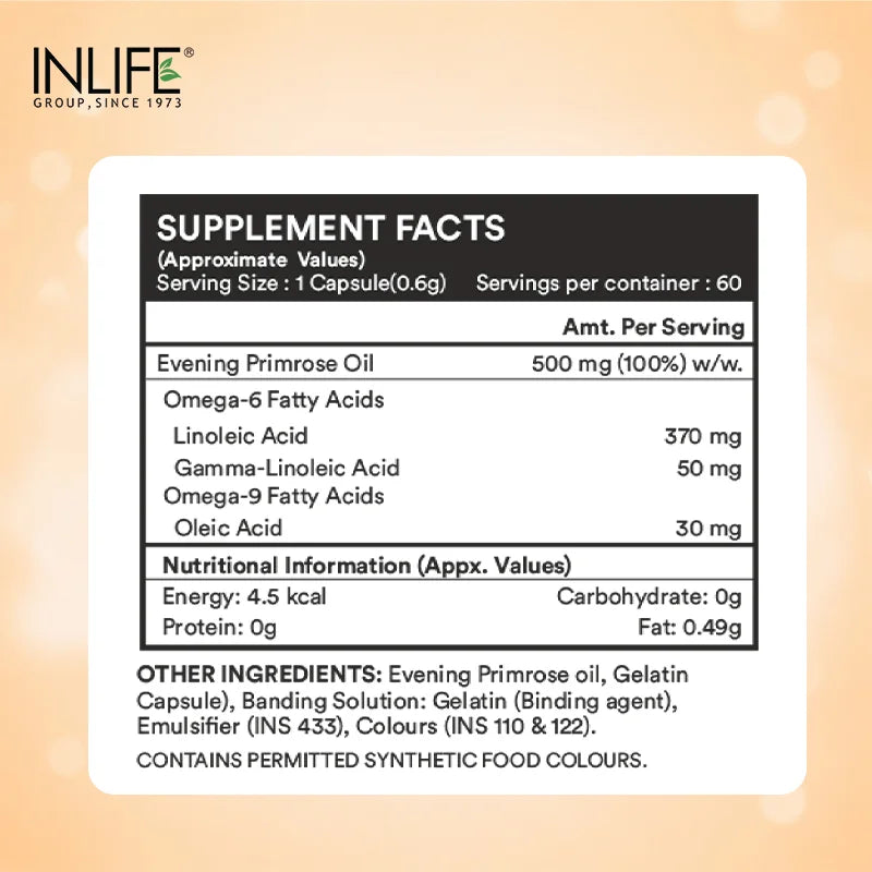 Inlife Evening Primrose Oil Supplement, 500mg, Liquid-Filled Capsules