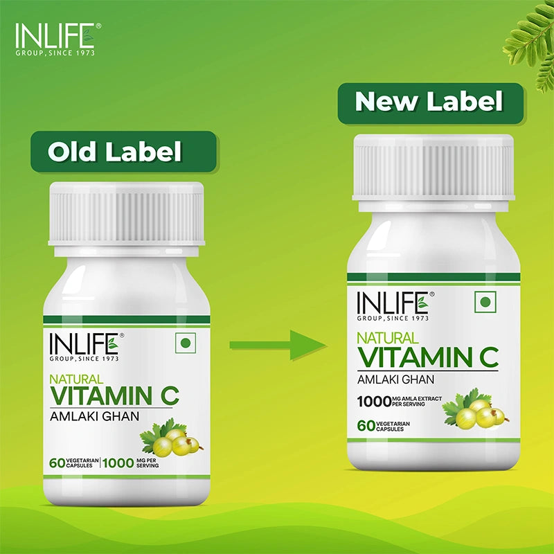 Inlife Natural Vitamin C Amla Extract, 1000mg, Veg. Capsules