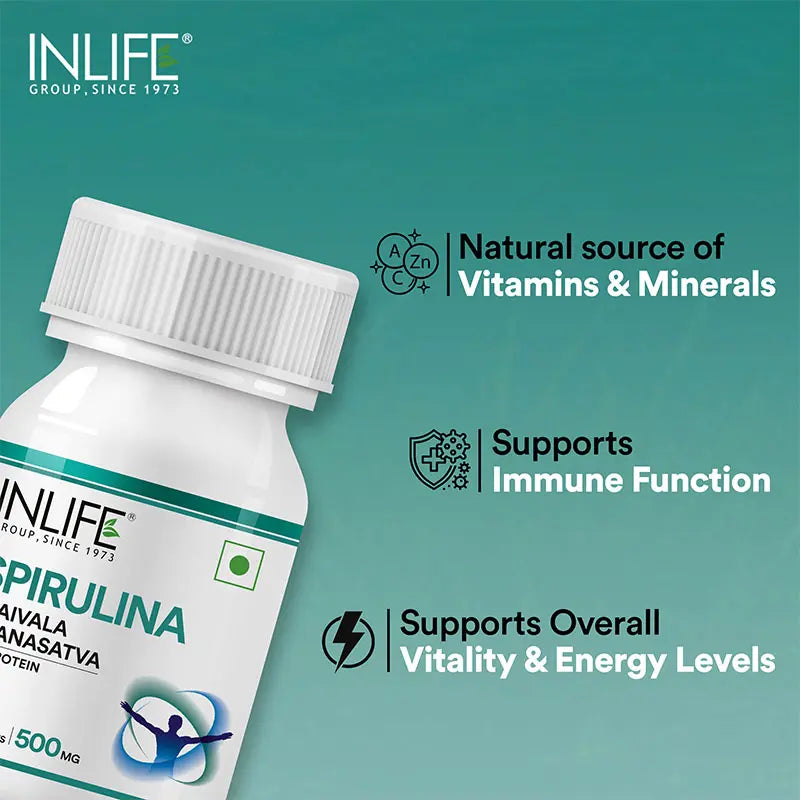 Inlife Spirulina Supplement | 500mg | 60 Tablets