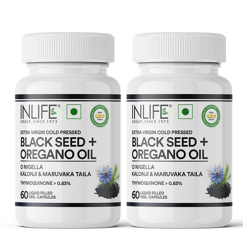 Inlife Black Seed Oil with Oregano, Veg Liquid Filled Capsules