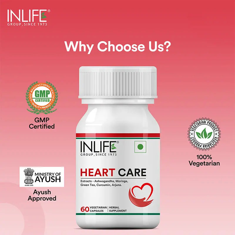 Inlife Heart Care Supplement | 500mg | 60 Vegetarian Capsules