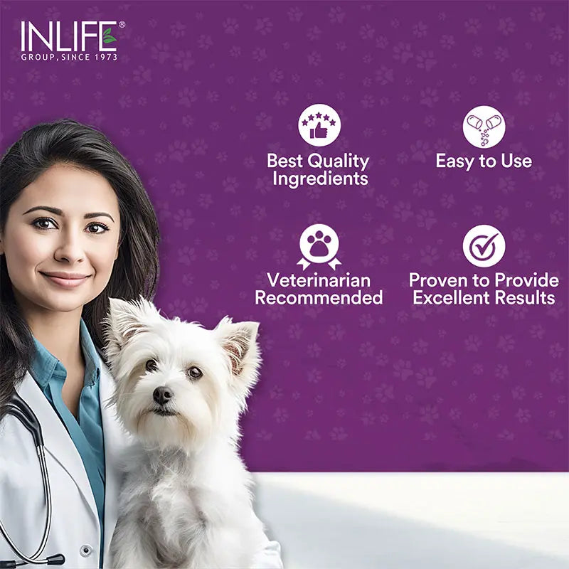 Inlife  Digestive Enzymes for Dogs Cats | 12 Naturally Sourced & Essential Enzymes | 60 Veg. Capsules