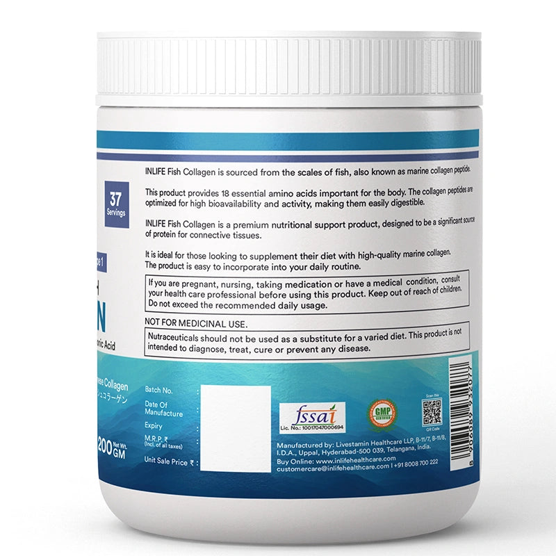 INLIFE Hydrolysed Marine Fish Collagen, Flavored