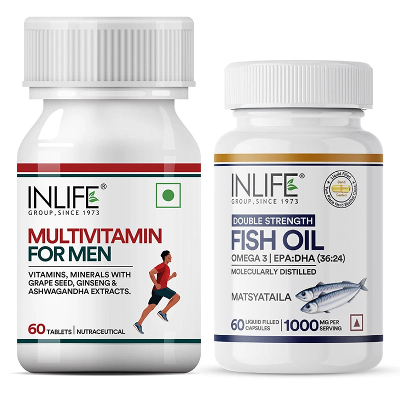 Multivitamin for men with Double Strength Omega 3 Fish oil Men's Combo