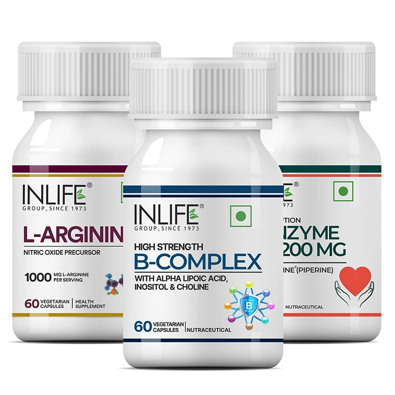 L-Arginine with Coenzyme Q10 BioPerine & B-Complex Heart & Energy Combo
