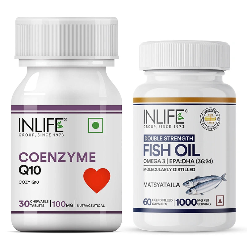 Coenzyme Q10 + Double Strength Fish Oil Omega 3 Energy + Heart Combo