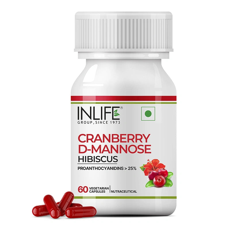 Inlife Cranberry 400mg, D-Mannose 400mg, Hibiscus 200mg, Veg. Capsules