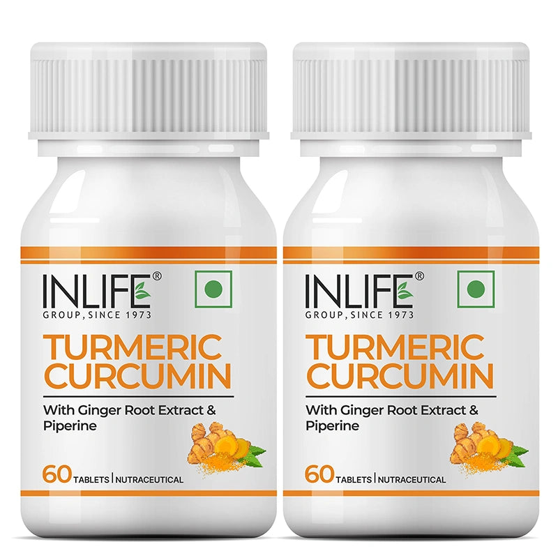Inlife Turmeric Curcumin Supplement with Ginger & Black Pepper, 1605 mg, Natural Antioxidant Formula, Veg. Tablets