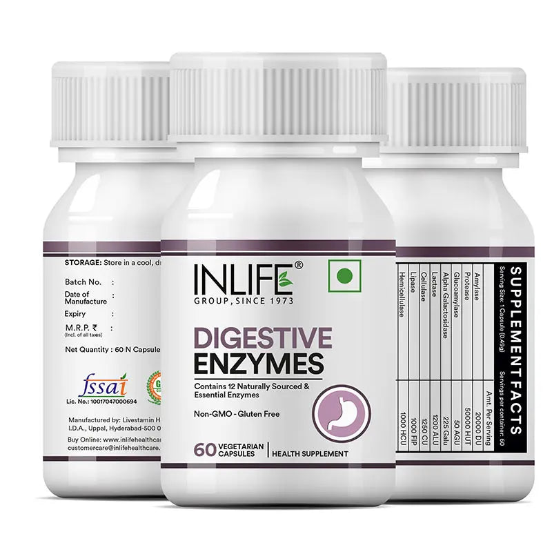 Inlife  Digestive Enzymes Supplement | 60 Vegetarian Capsules