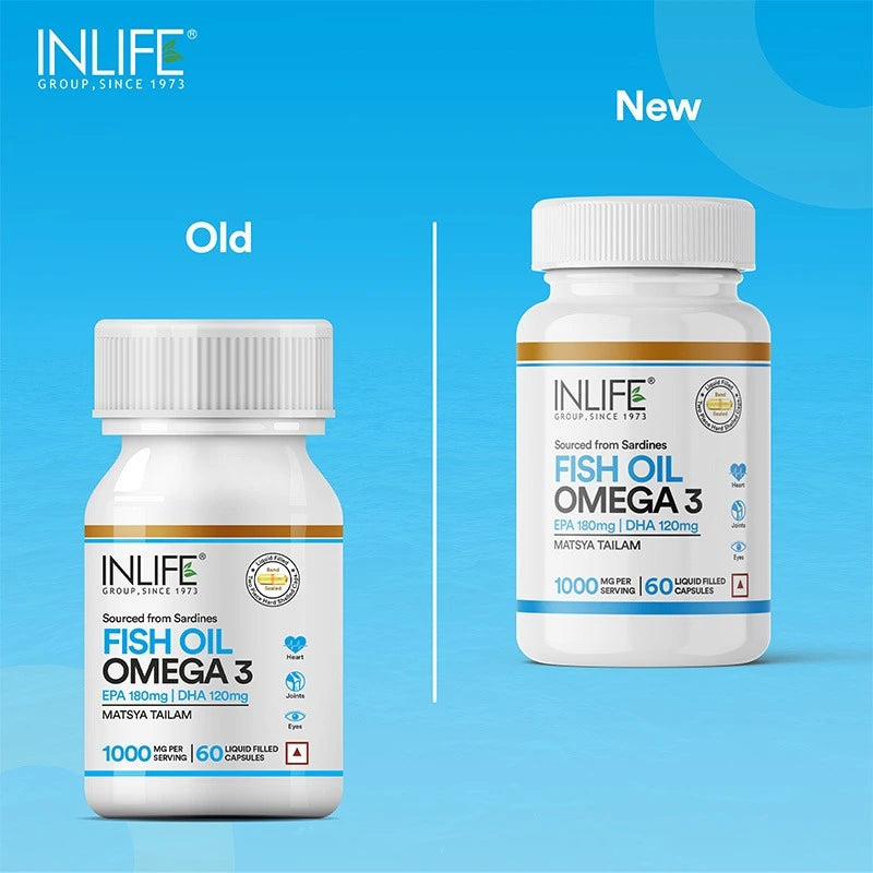 Inlife Fish Oil Omega 3 Fatty Acids Supplement | 500mg | 60 Capsules