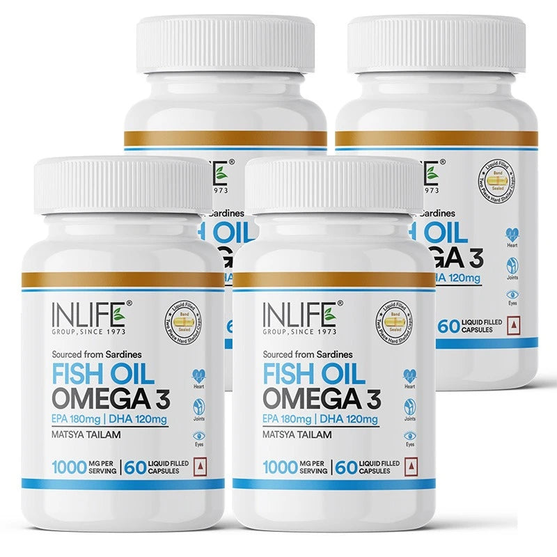 Inlife Fish Oil Omega 3 Fatty Acids Supplement | 500mg | 60 Capsules