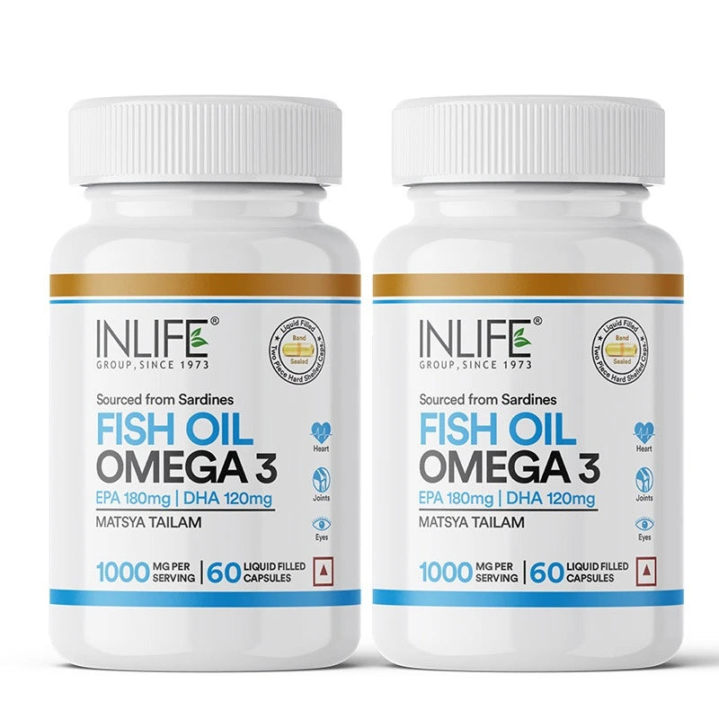 Inlife Fish Oil Omega 3 Fatty Acids Supplement | 500mg | 60 Capsules