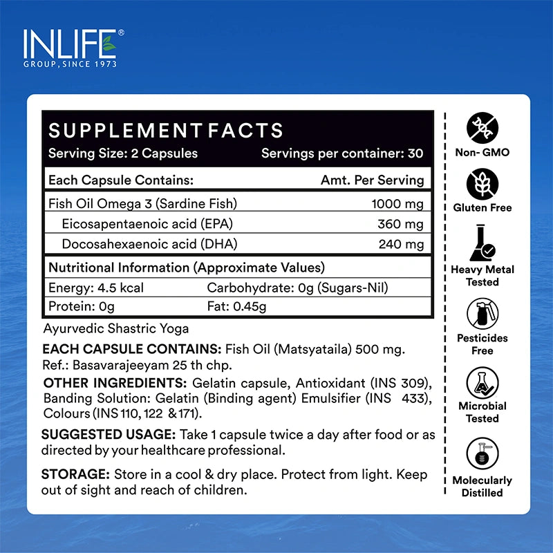 Inlife Fish Oil Double Strength Liquid Filled Capsules