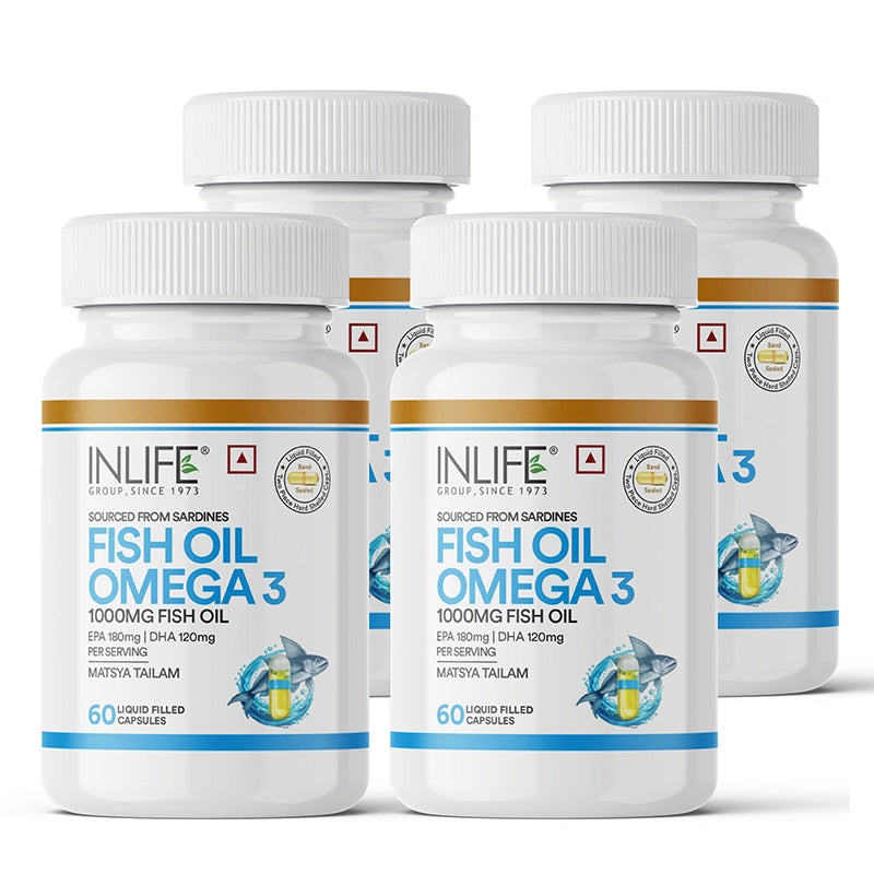Inlife Fish Oil Liquid Filled Capsules, EPA 180 mg & DHA 120 mg per serving