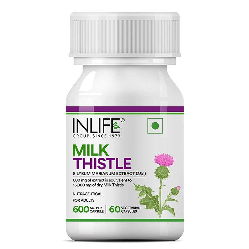 Inlife Milk Thistle Supplement (80% Silymarin), 600mg, Veg. Capsules